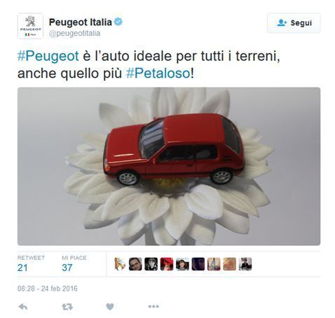 Peugeot ed il post petaloso